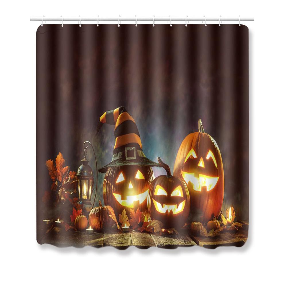 Halloween Shower Curtain Floor Mat Combination Four-Piece Household Door Mat Bedroom Non-Slip Carpet