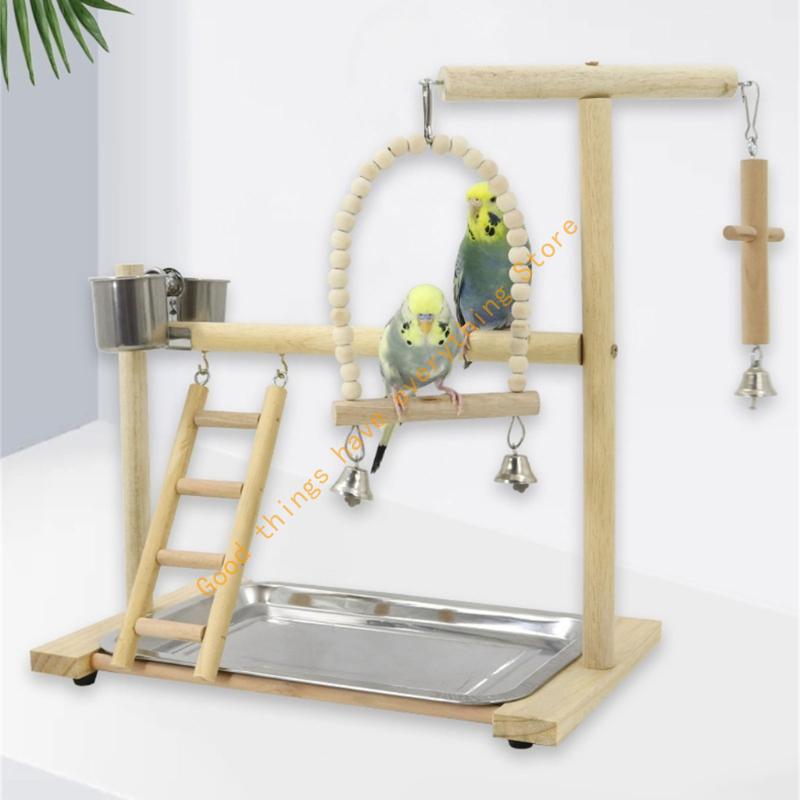 Bird Perch Parrots Stand Cockatiel Playstand Toy with Swing Ladder Chew Toy 55KF