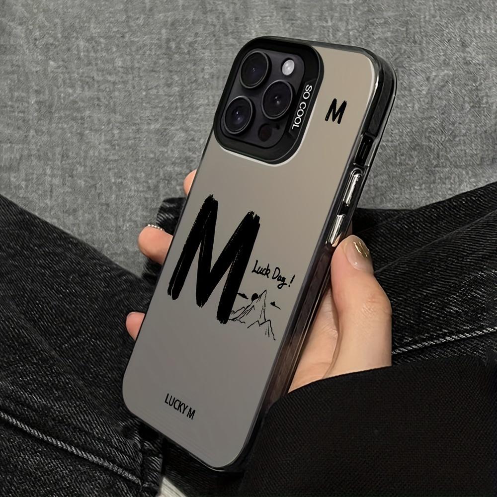 Чехол для телефона с узором из счастливой буквы M, подходит для iPhone 17 16 15 14 13 12 11 Pro/Max/Plus, противоударная задняя крышка