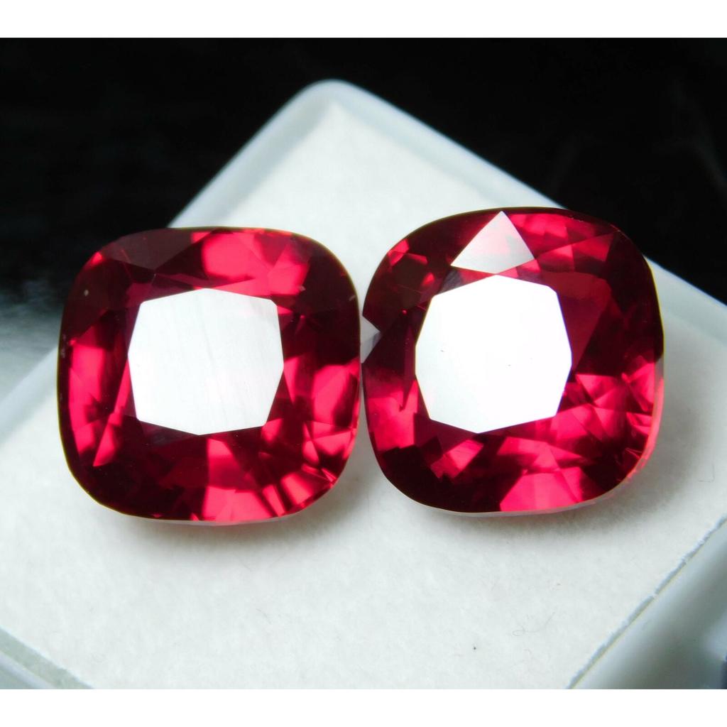 Natural Red Ruby Loose Gemstone 17.00 ct Cushion Shape Pair for Jewelry Making and Gem Collections