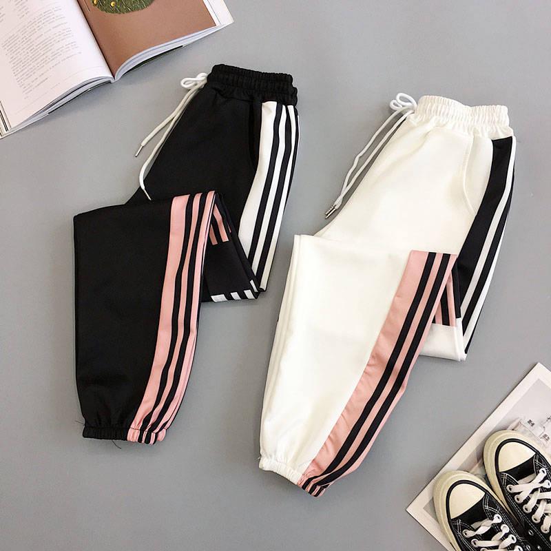 Fashion Women Joggers Casual Loose Side Striped Long Pants Sweatpants Trousers Leggings Sweat Wear