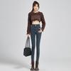 Double-button Skinny Jeans, Slim and Thin, New High-waisted Elastic Small-footed Pencil Pants In Autumn and Winter 2025