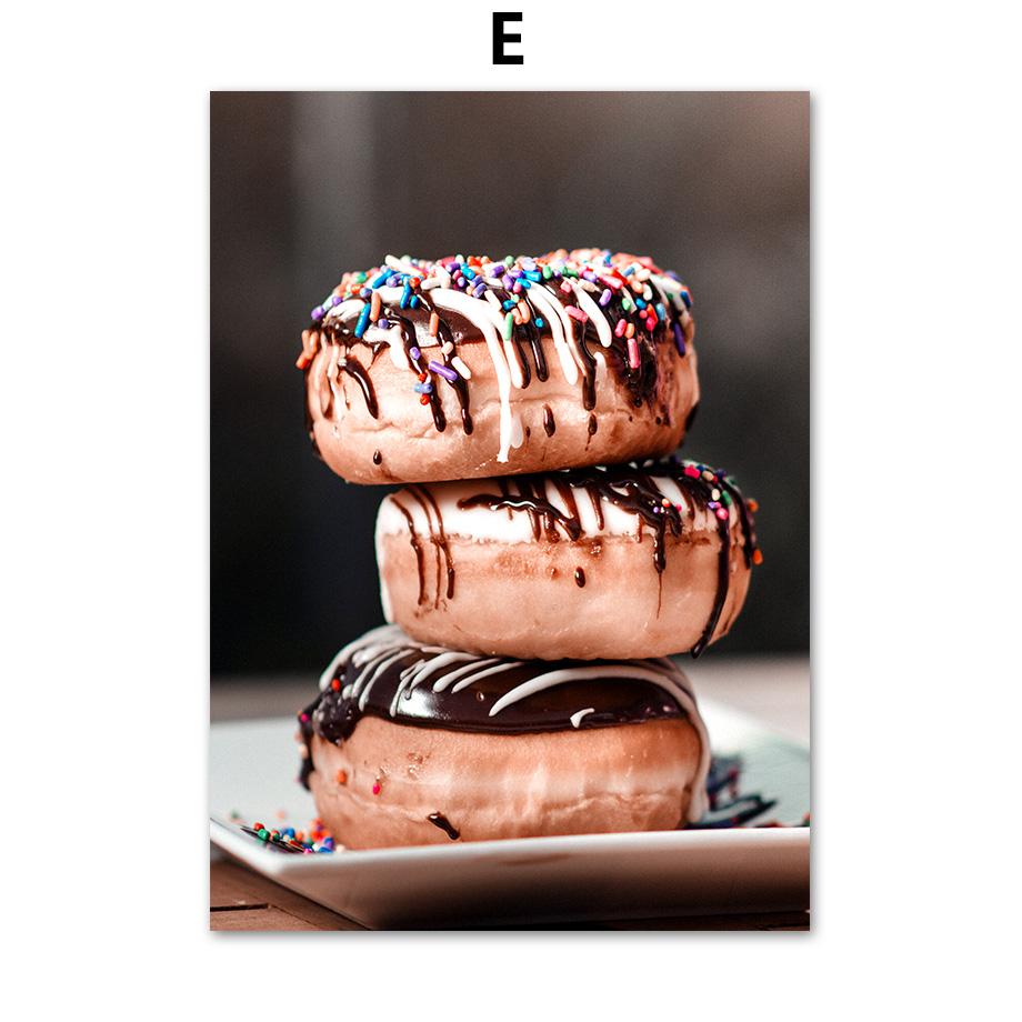 Chocolate Pizza Coffee Dessert Wall Art Canvas Painting Nordic Posters And Prints Wall Pictures For Restaurant Hotel Shop Decor