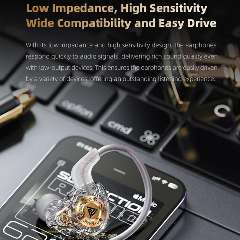 QKZ Super Bass Wired Earphones ENZO Headset 3.5MM In-Ear Earbuds With HD Microphoen Noise Cancel Headphone Cable Control