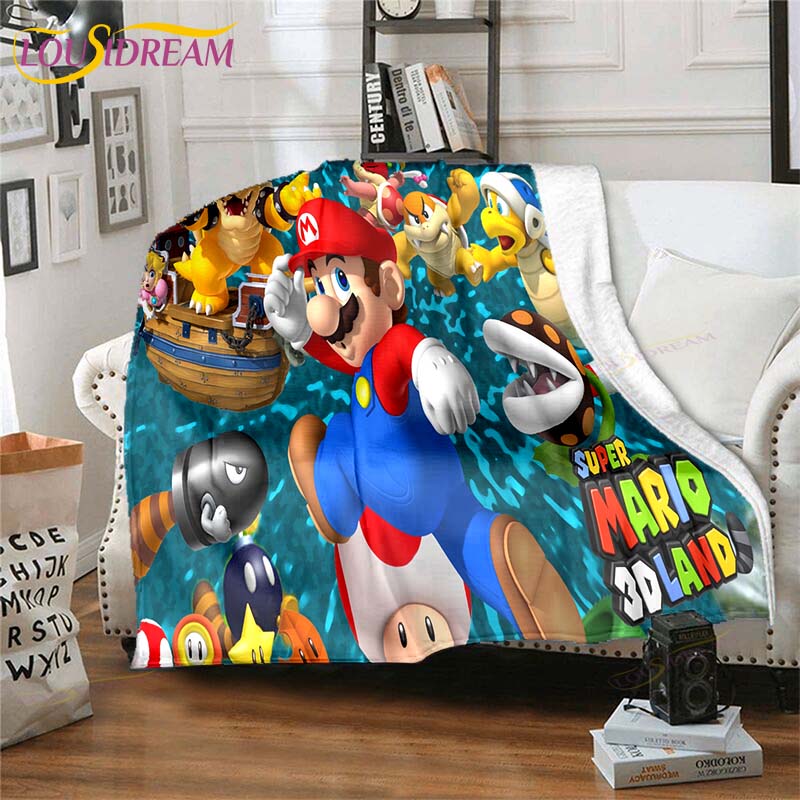 Плед Mario Bros Высококачественный Фланелевый Теплый Мягкий Плюшевый для Дивана Кровати Подходит для Пледа от Кондиционера