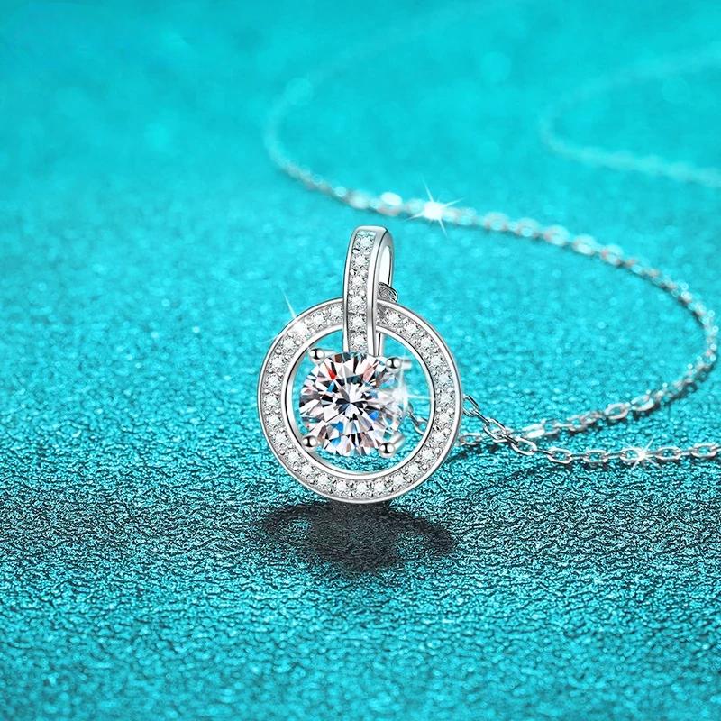 Moissanite Necklace for Women Top Quality 100% 925 Sterling Silver Sparkling Wedding Jewelry