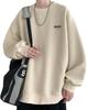 J.STORE Men's Wave Embossed Pullover, Casual, Street Style, Simple, Long Sleeve, Stylish, Solid Beige, Size 4A-J01-BEXL