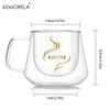 KEMORELA 4 шт. Двойная стенка Стеклянная Кофейная Чашка С Ручкой Изолированная Прозрачная Кофейная Чашка Двойная стенка Посуда для Напитков Чай Молоко Латте