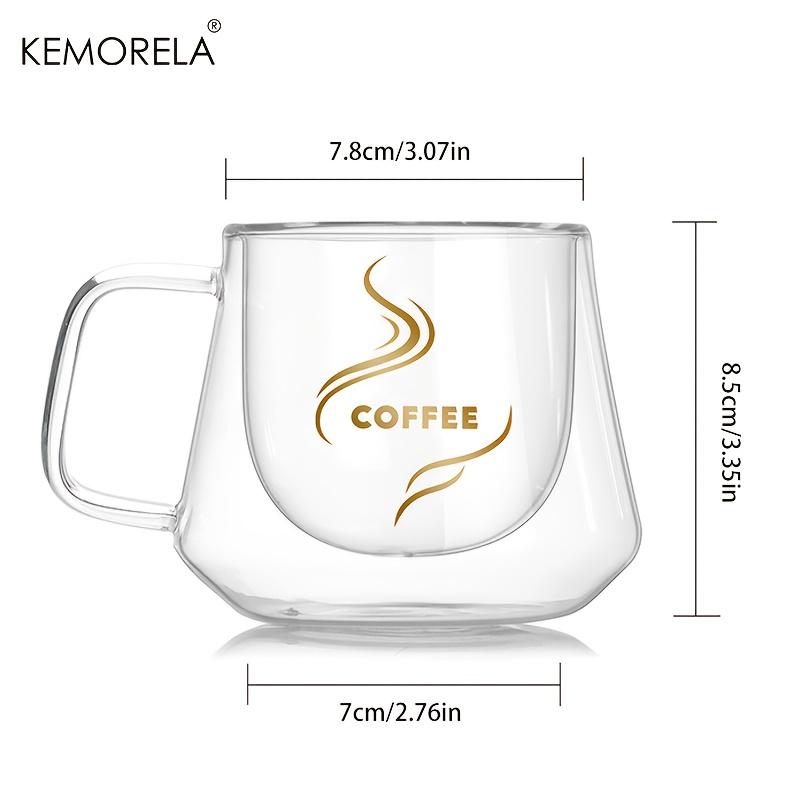 KEMORELA 4 шт. Двойная стенка Стеклянная Кофейная Чашка С Ручкой Изолированная Прозрачная Кофейная Чашка Двойная стенка Посуда для Напитков Чай Молоко Латте