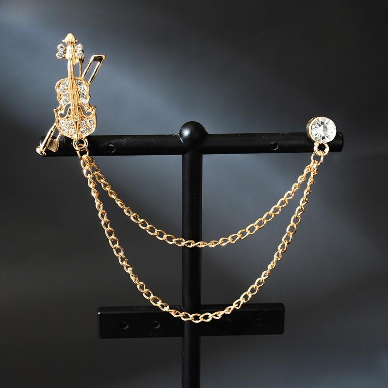 1 шт. Двухслойная металлическая цепочка золотистого тона, брошь в виде креста и звезды, инкрустированная стразами, съемная, модный декор для повседневной носки