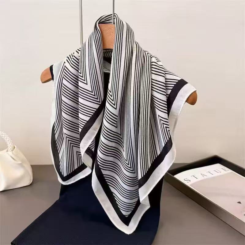 [Silk Scarf Collection] New Silk Scarf Temperament Versatile Velvet Sense Fashion Retro Soft High-end Scarf