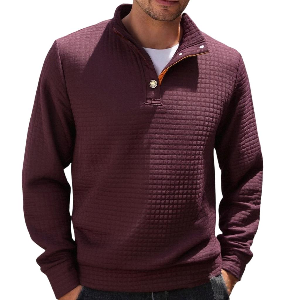 Men's Solid Color Stand Collar Button Sweatshirt Hoodie Men's Sports Large Size Casual Sweatshirt