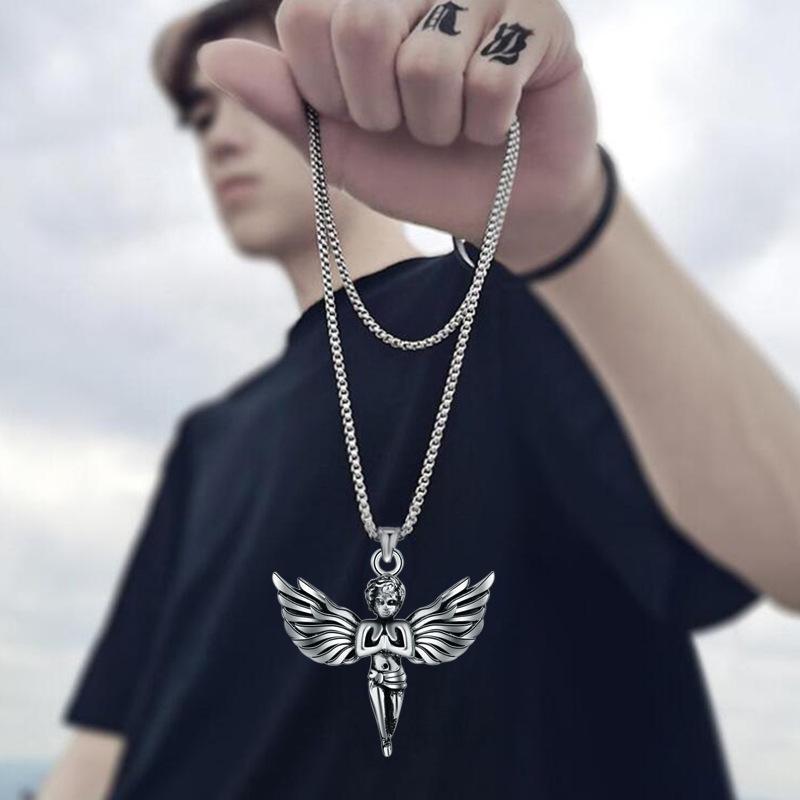 European and American Street Hip-hop Necklace, Little Angel Pendant, Trendy Couple Personality Pendant