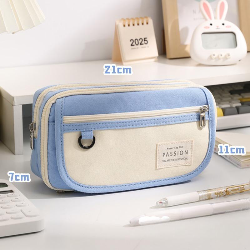 Большая вместительная сумка для канцелярских принадлежностей из цветного холста, многофункциональная коробка для канцелярских принадлежностей, сумка для карандашей для студентов, простая сумка для хранения ручек