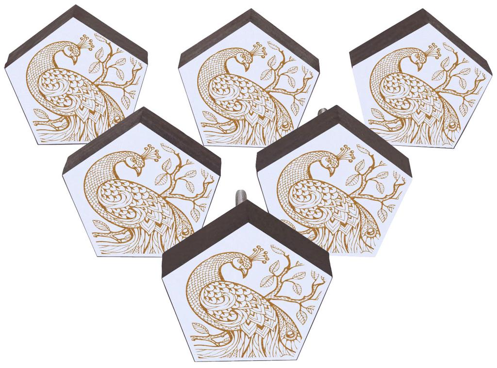 IBA Indianbeautifulart Brown Engraved Knobs 10 Pc Furniture Wooden Scallop Knobs Rustic Drawer