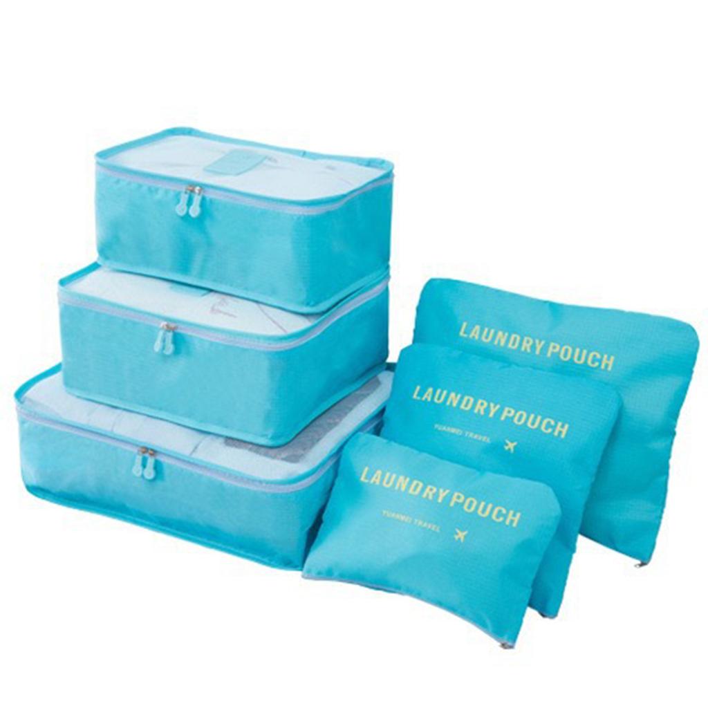 6pcs/Set Travel Luggage Packing Cubes Suitcase Clothes Storage Bag Organiser Foldable Clothing Organizer Shoes Underwear Pouch