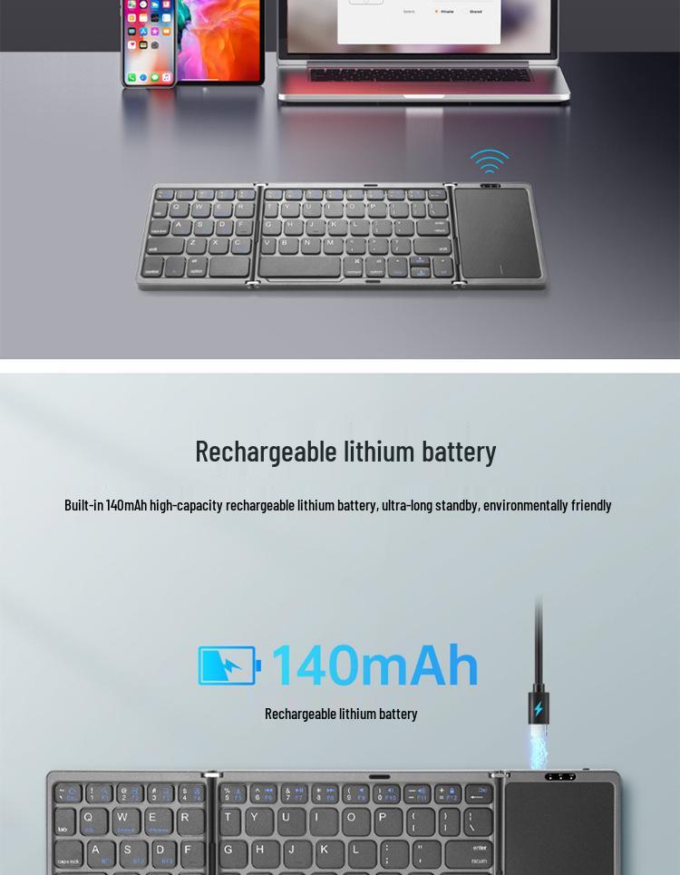 Беспроводная Bluetooth-клавиатура с тачпадом, Русско-испанская, Совместима с телефонами, планшетами, ноутбуками