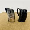Viking Drinking Horn Mug, Natural Ox Horn Cup  Coffee Stein  Cool Unique Beer Gift for Men and Women Accessories  Medieval Shot Glasses