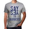 Мужская винтажная футболка с графическим принтом Say Yes to Burgers Grey Marl