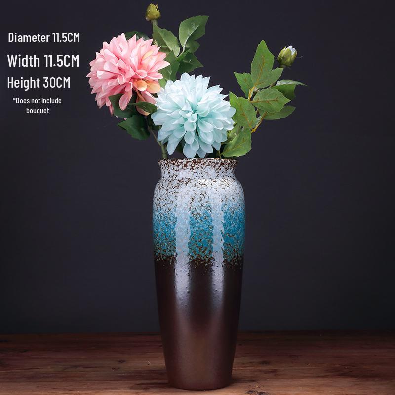 Европейская минималистичная керамическая напольная ваза для гостиной - Икебана и сухоцветы
