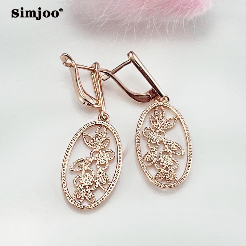 SIMJOO Винтажные полые серьги из розового золота