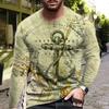 New 3D Ship Hook Print Mens Tshirts Long Sleeve Tees Round Neck Casual Pullover Mens Clothing Plus Size