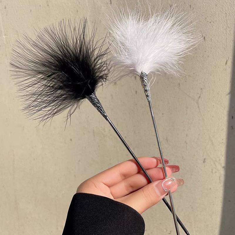 Black White Feather Hair Stick New Chinese Style Senior Simple Innovative Hanfu Tie Up Hair Accessories Women's Jewelry
