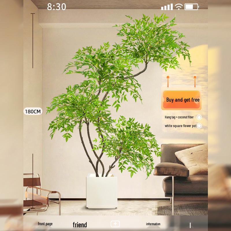 Нандина Роскошное Искусственное Дерево - Напольное Украшение для Помещений и Бионическое Зеленое Растение в Горшке