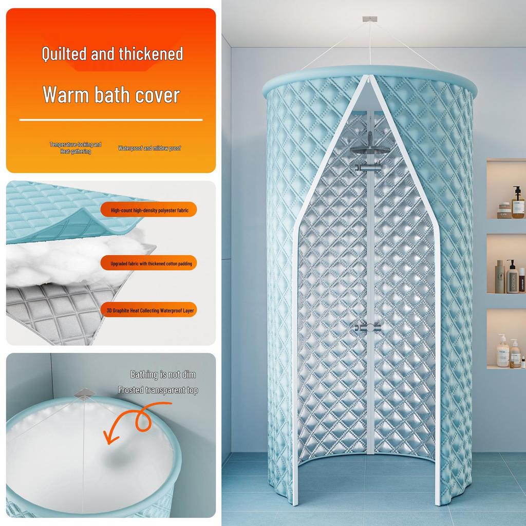 Стеганое водонепроницаемое покрытие для ванны: Зимний теплоизоляционный и морозозащитный душевой щиток