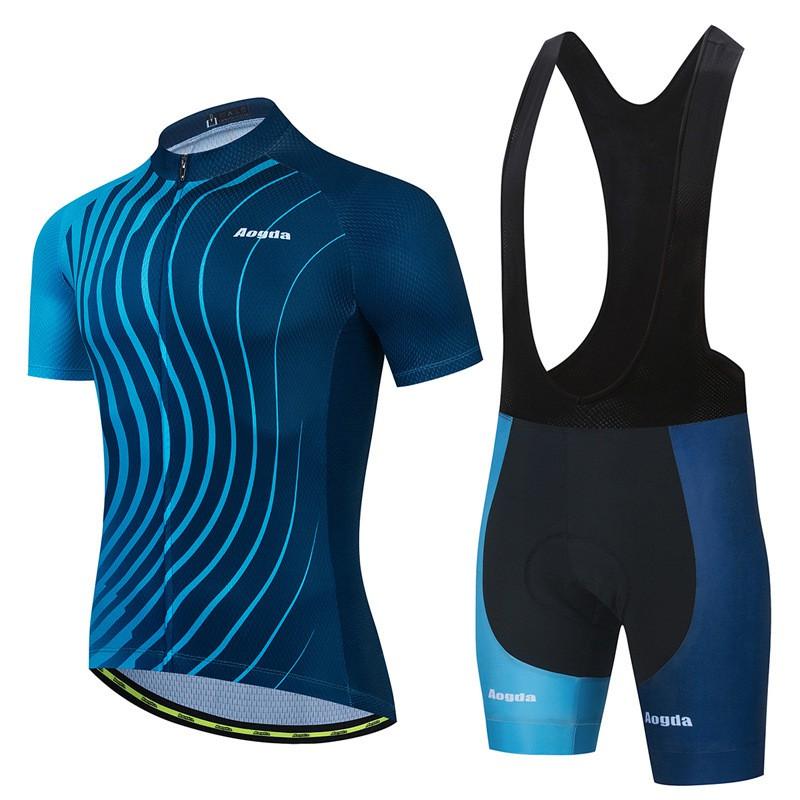 Mens Cycling Jersey Bib Shorts Set Breathable Bike Riding Outfit Road Mountain Biking