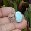 Natural Larimar Oval Gemstone Ring, 925 Silver Ring, Statement Ring, Women Ring, Unisex Gift, Silver Charm Jewelry, Birthstone Jewelry
