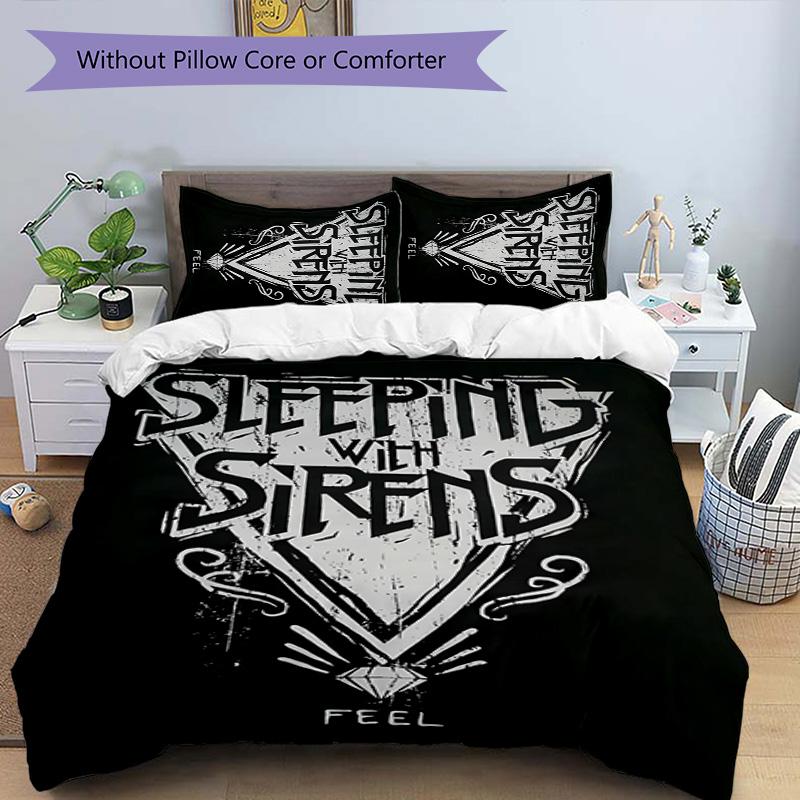 3pcs Sleeping With Sirens pattern bedding set duvet cover set includes duvet cover &pillowcases,perfect all season bedroom decoration&gift