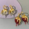Acrylic Retro Earrings Metal Irregular Heart Earrings Solid Color Heart Shape Droplets Earrings