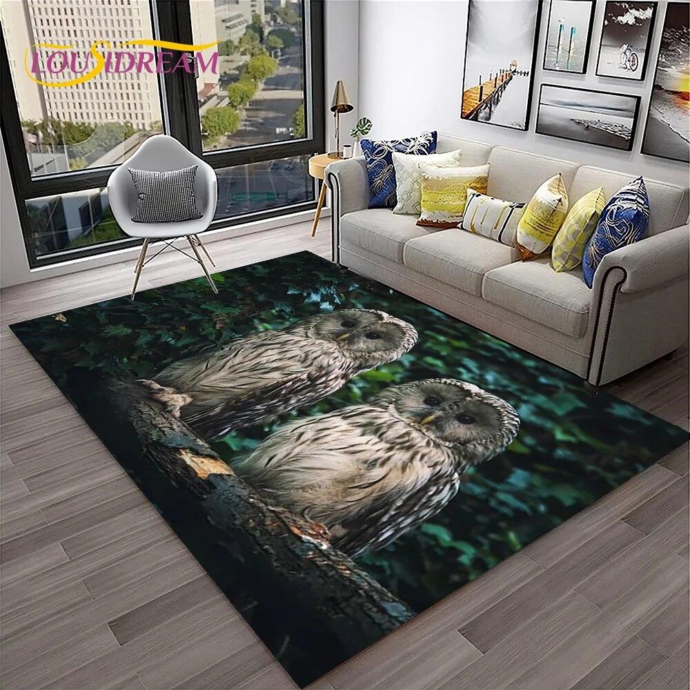 3D Cartoon Cute Owl Series Carpet Rug for Home Living Room Bedroom Sofa Kitchen Doormat Decor,Child Area Rug Non-slip Floor Mat