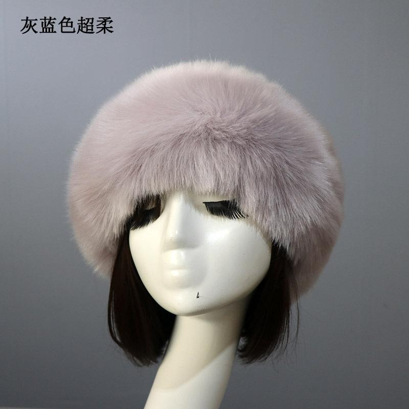 Imitation fur thickened hat empty top hat thermal hat ring headgear accessories popular fox plush brimless hat women