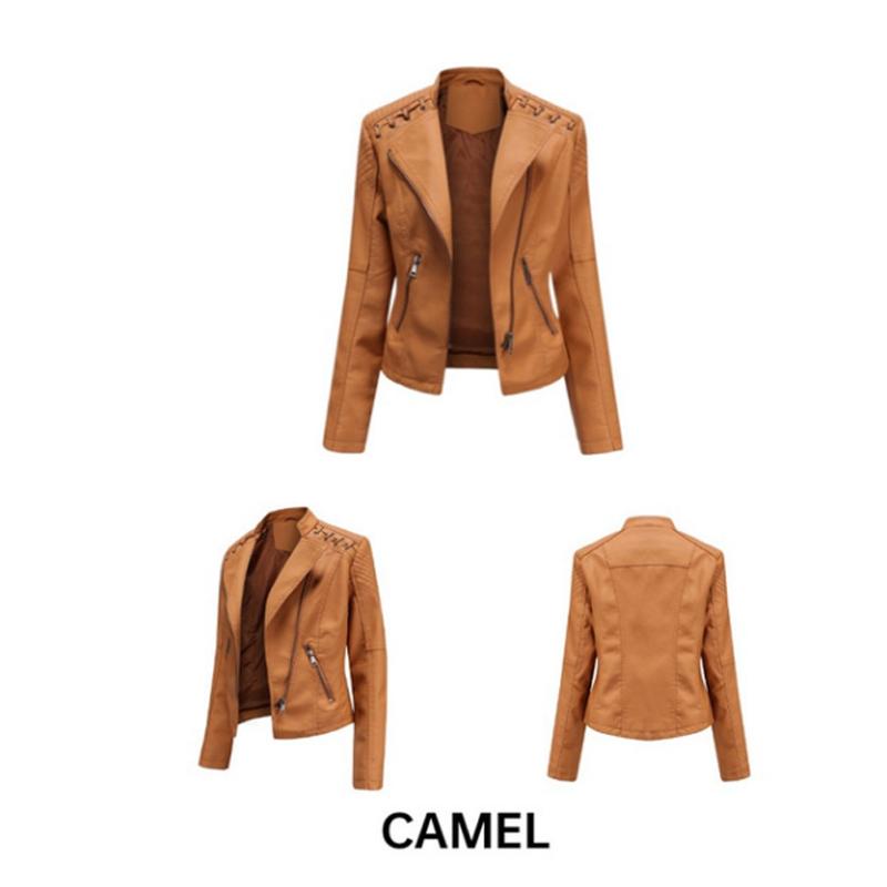 Женская осенне-зимняя кожаная куртка, модная повседневная приталенная мотокуртка, стильная байкерская куртка, мотоциклетная одежда для женщин