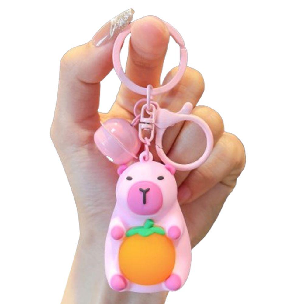 Брелок для ключей с куклой-капибарой из мультфильма и огнями, креативный брелок-аниме, ночник-подвеска