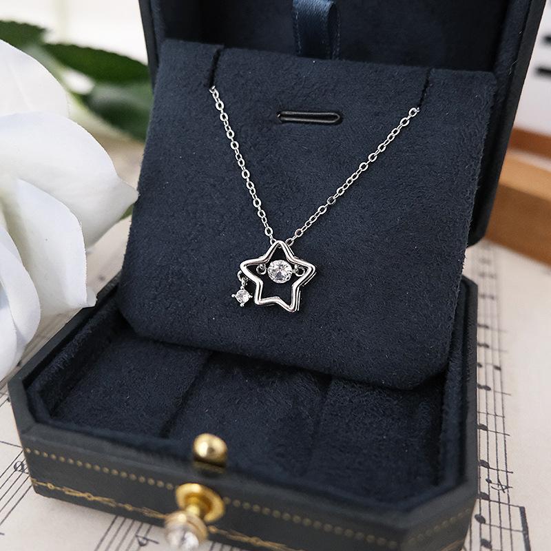 Beating Heart Lucky Star Agile Necklace for Women Japanese and Korean Simple Ins Style Versatile Five-pointed Star Pendant Collarbone Chain