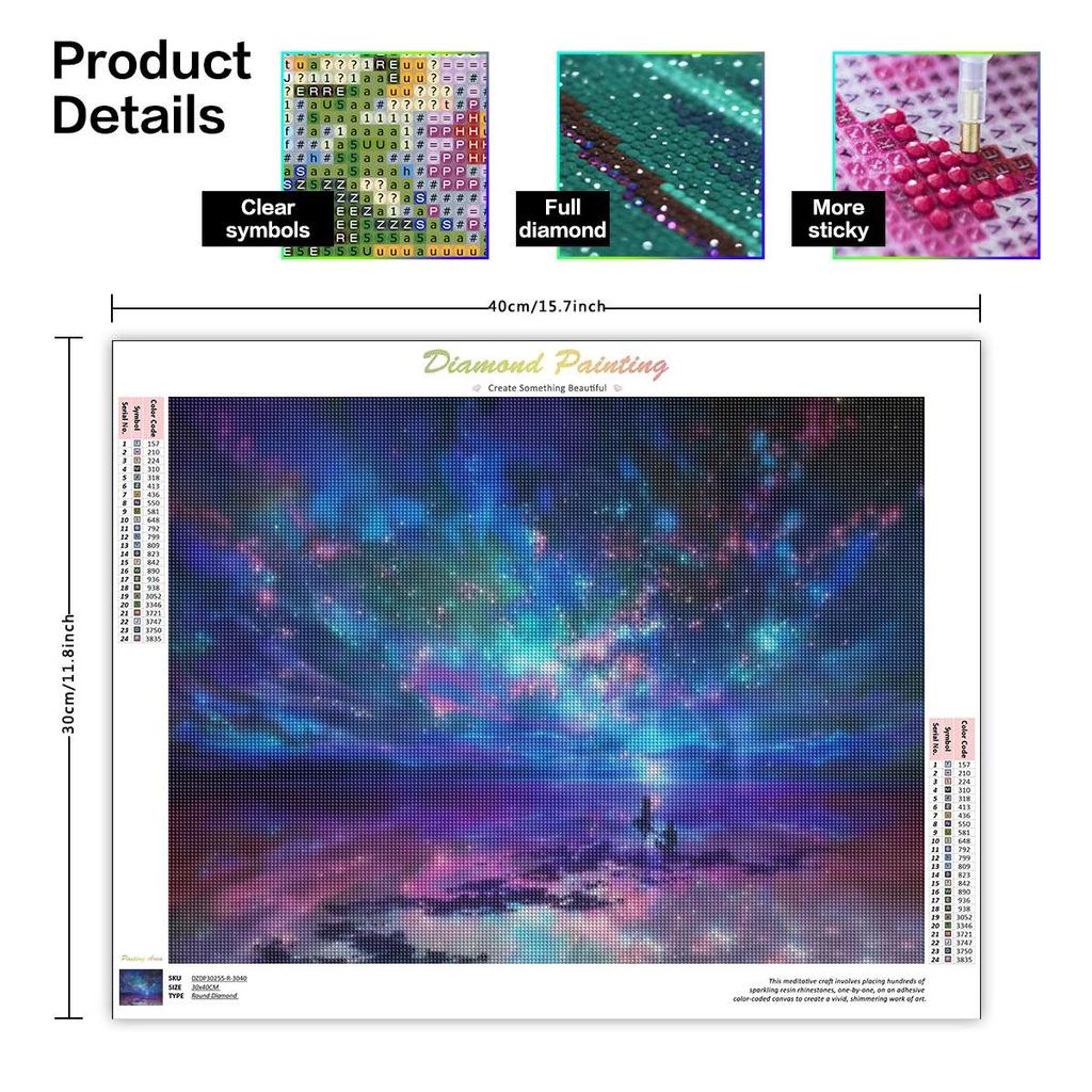 Алмазная картина Астральная полная алмазная вышивка Ночная мозаика Пейзаж со стразами Украшение дома 30x40 см/12x16 дюймов