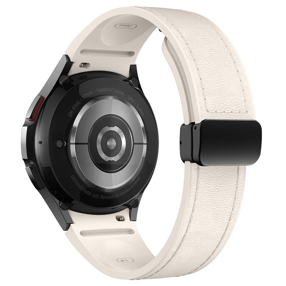 For Samsung Watch FE 40mm/Watch4 Classic Active/Watch 5/Watch6 Classic Silicone+Leather Band Smartwatch Strap