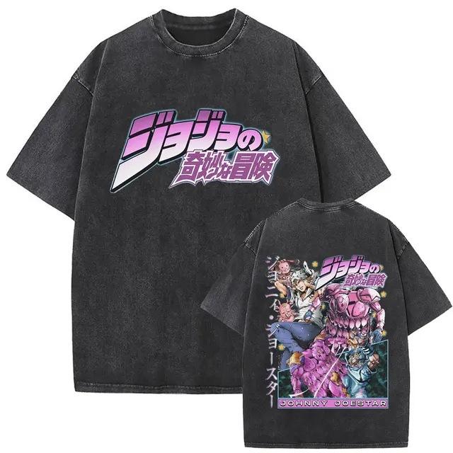 Men'S And Women'S Bizarre Adventure Graphic T-Shirt Cotton Street Wash Clothing Casual Vintage T-Shirt Anime Gu