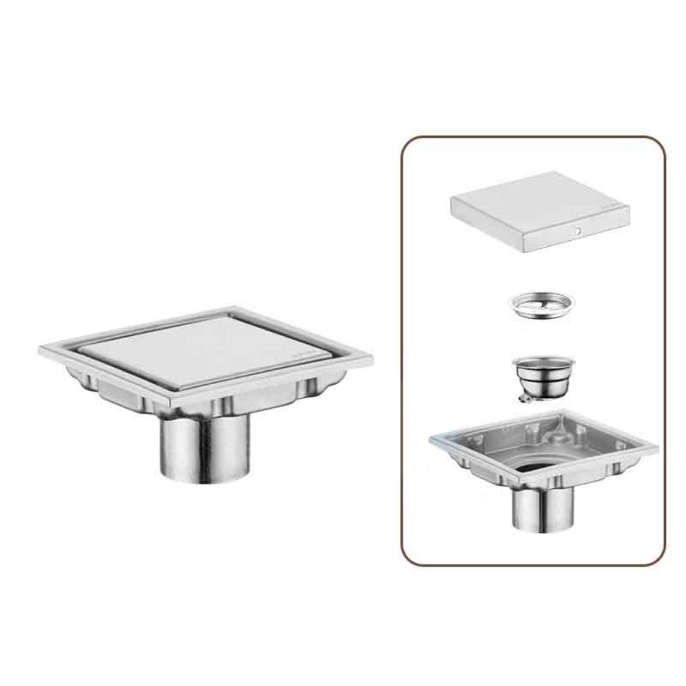 Anti-odor Large Flow Draine Tile Insert Shower Grates Durable Square Floor Waste Drain  Kitchen