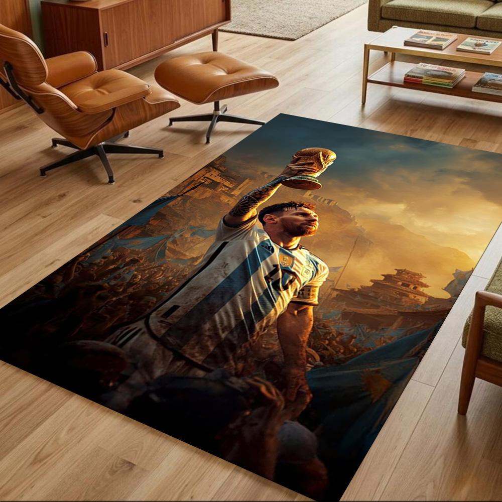 Football Messi Area Rug Perfect for Balcony Entryway Dormitory Study room Antislip Carpet Anime Office Decor Birthday/Christmas Gift