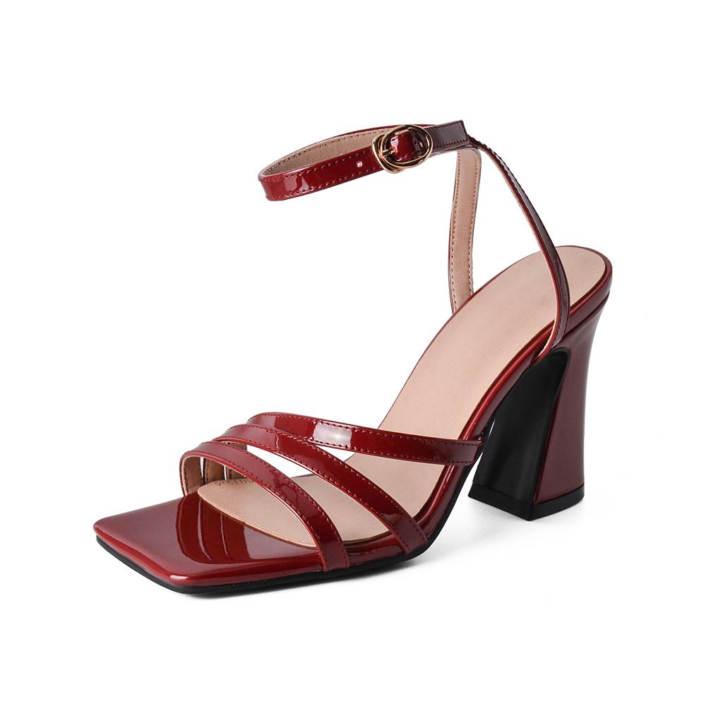 Krazing Pot Летняя обувь на очень высоком каблуке из искусственной кожи с открытым носком, современные модные женские сандалии с ремешками на щиколотке