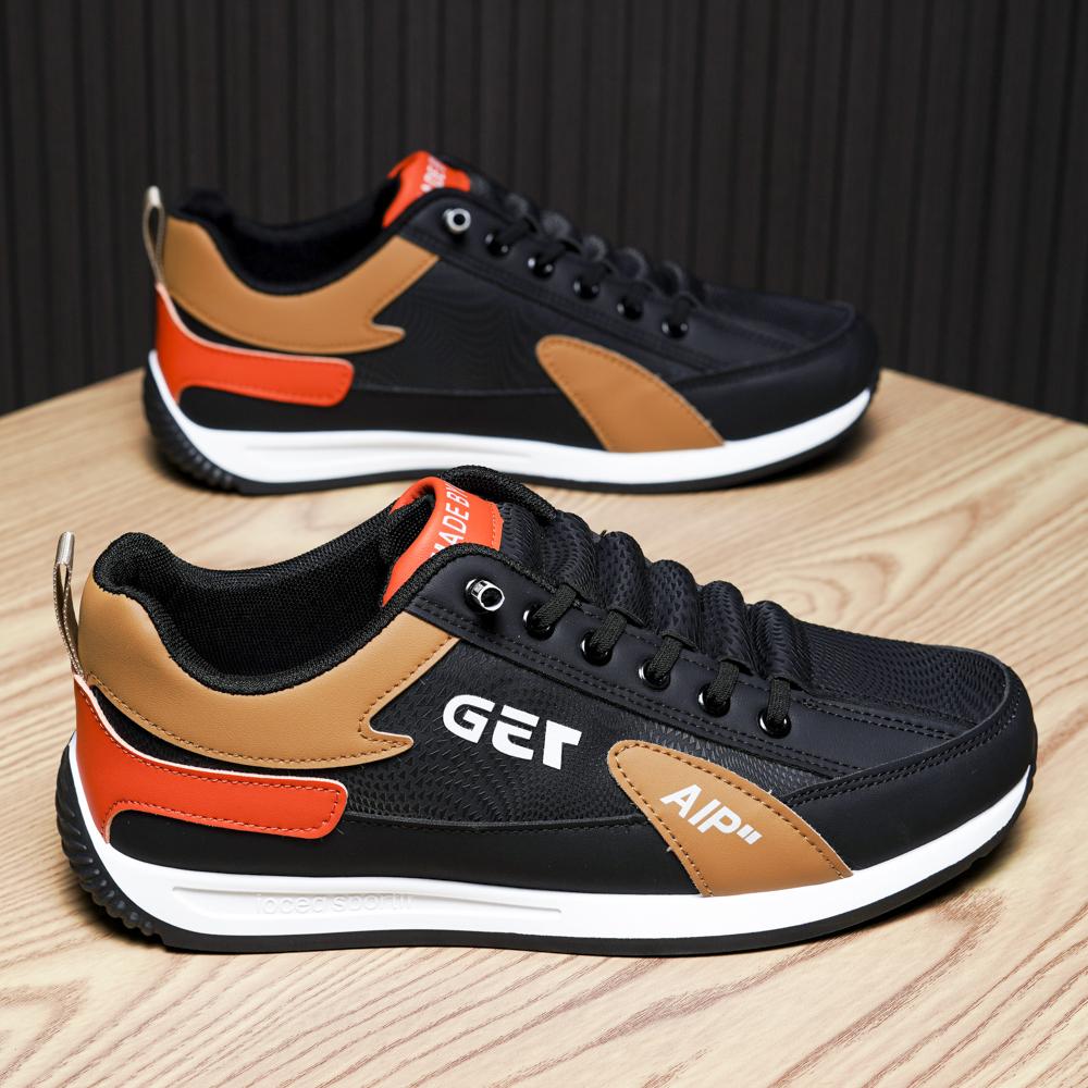 Men Casual Sneakers Trend Pu Leather Breathable Male Running Shoes Non-Slip Footwear Vulcanized Shoes Outdoor Non-slip Trainers