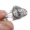 Natural Black Rutile Gemstone Handmade 925 Solid Sterling Silver Ring S.10 e4Y96
