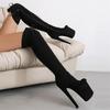 Over the Knee High Boots Women Sexy Thin Heels Party Dance Club Nightclub Shoes Ladies Luxury Gold Red Thigh High Boot Big Size