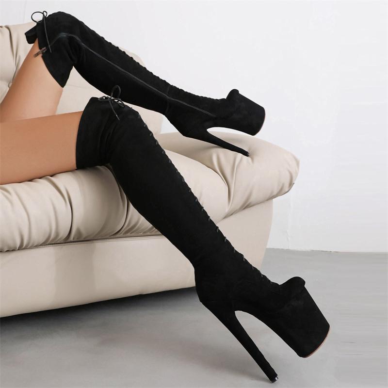 Over the Knee High Boots Women Sexy Thin Heels Party Dance Club Nightclub Shoes Ladies Luxury Gold Red Thigh High Boot Big Size