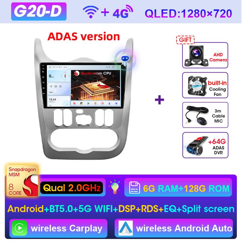 Autoradio Srnubi Carplay Android Auto GPS Navigation Multimédia pour Renault Logan 1 Sandero 2009 - 2015 Dacia Duster 2010 - 2017 Écran