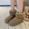 Зимние женские меховые тапочки теплые сапоги на толстой подошве 2024 модные однотонные женские сапоги короткие плюшевые туфли на плоской подошве женские сапоги